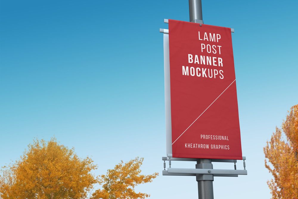 City lamp post banner mockup
