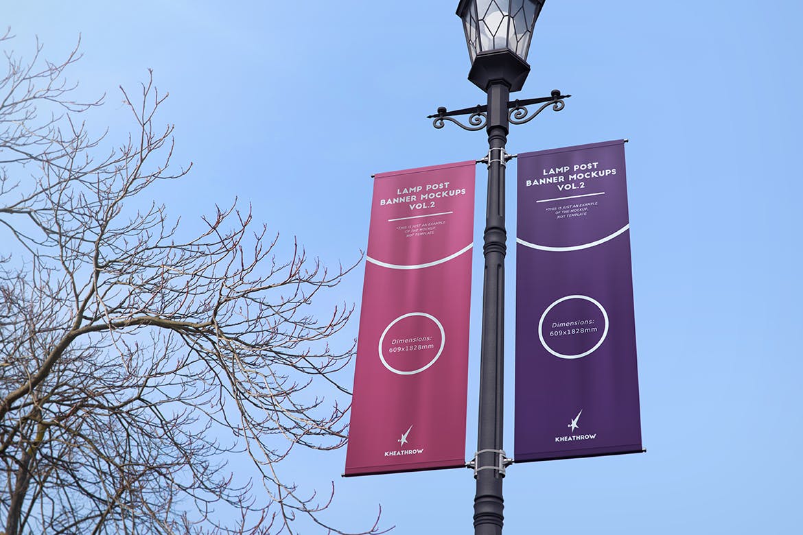 City lamp post banner mockups