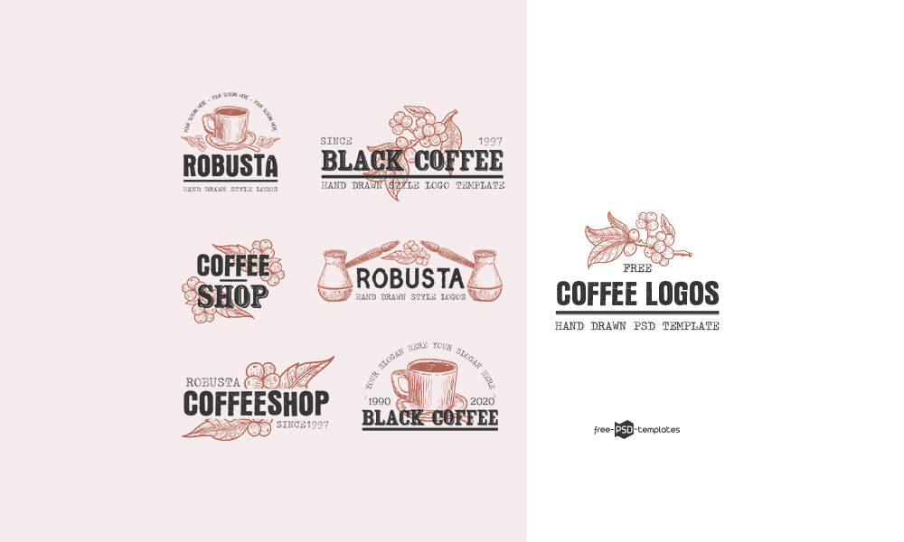 A vintage coffee logo set