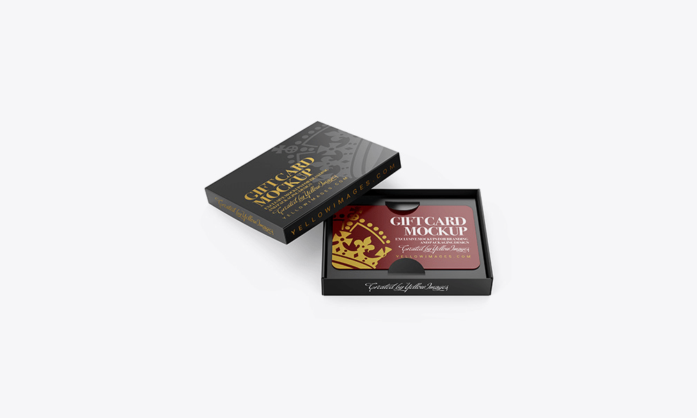 A gift card in a box mockup