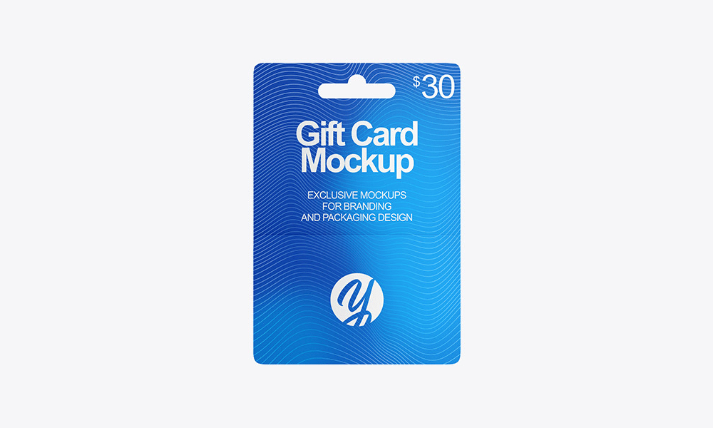 A blue gift card mockup