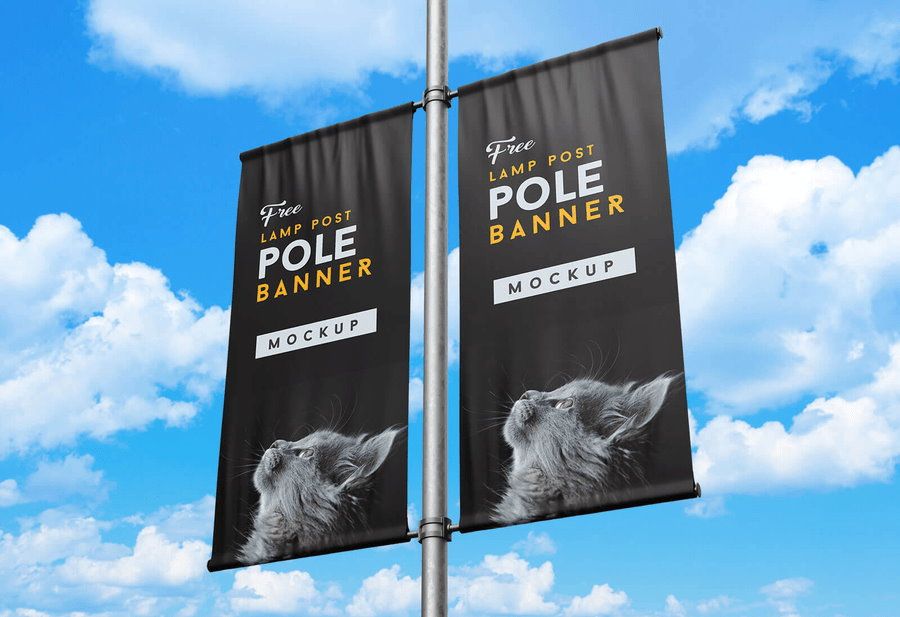 Lamp post banner mockup cover