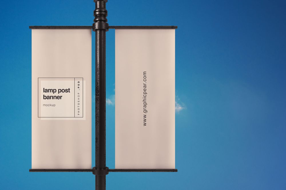 A free lamp post banner mockup template