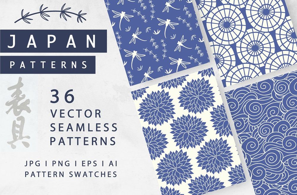 Japanese seamless vector patterns