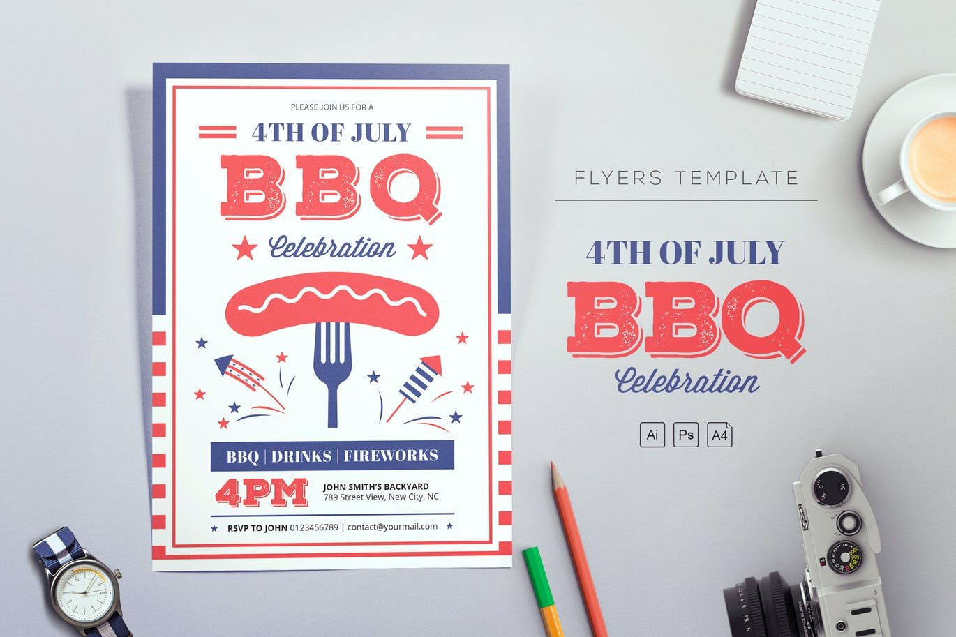 The 4th of july bbq flyer templates