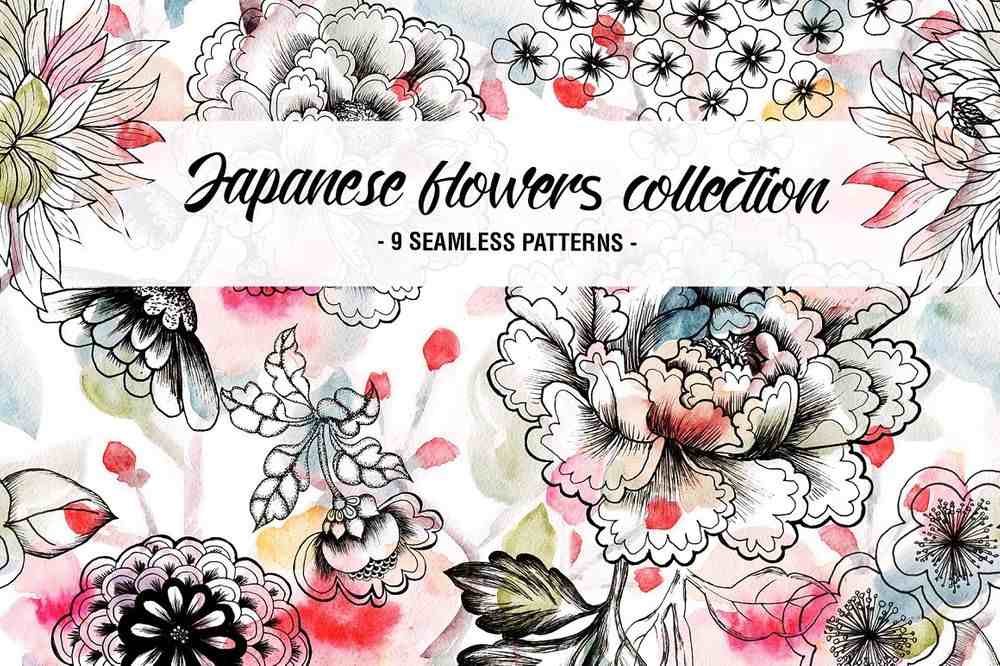 Japanese flowers patterns