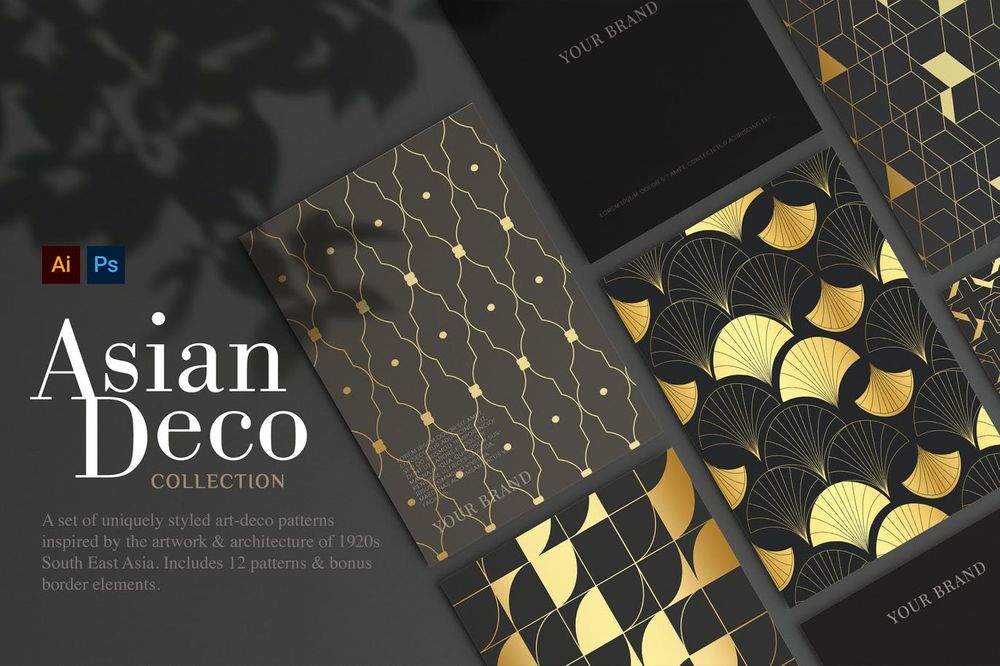 Asian deco pattern collection