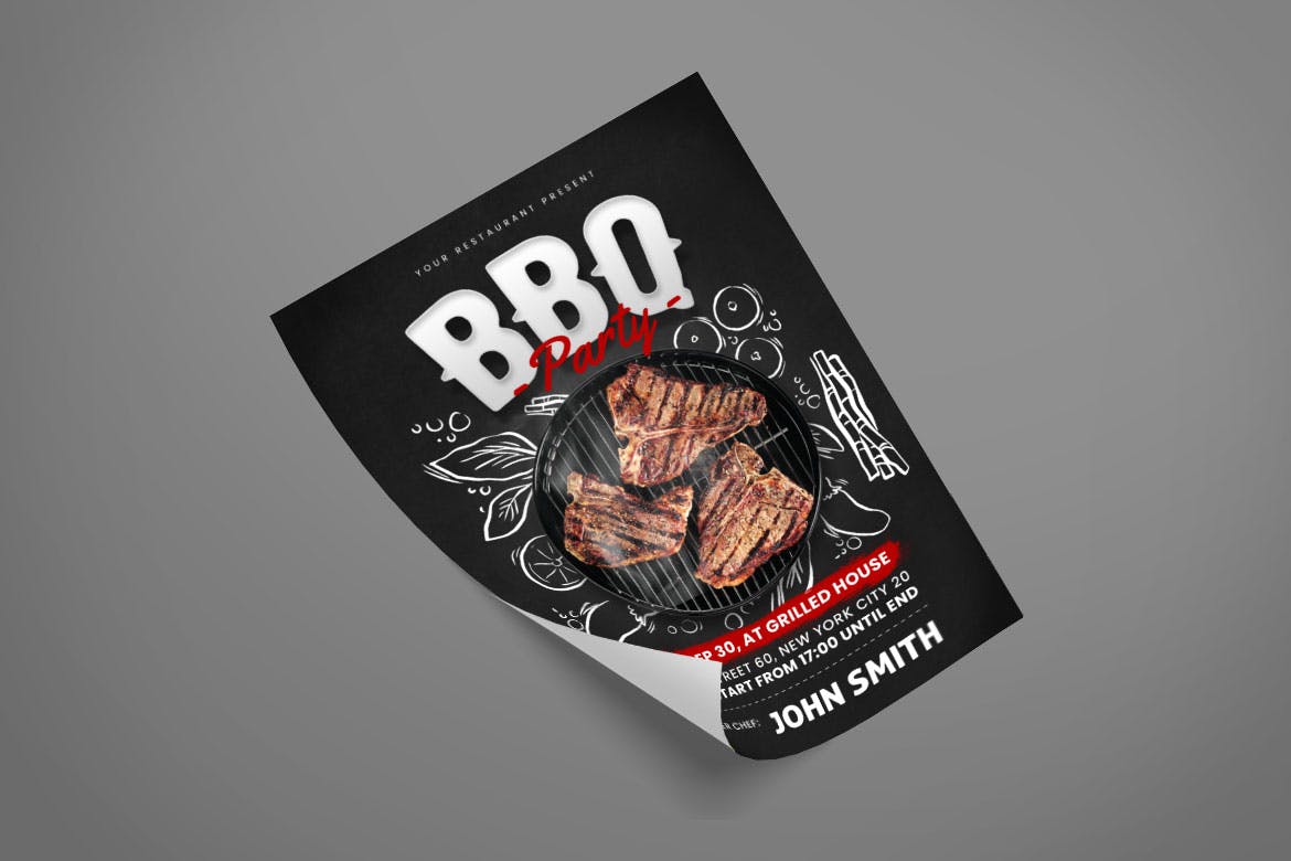 A black bbq flyer