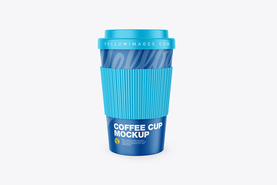 A solo reusable coffee cup with holder mockup