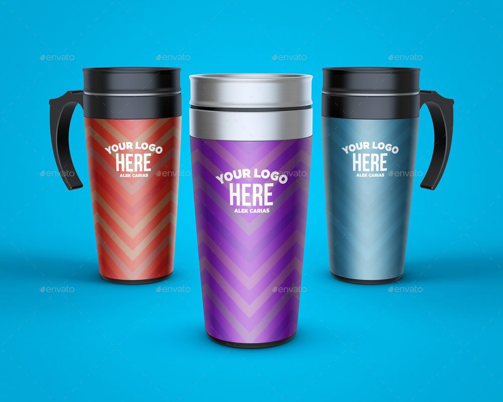 A travel mug mockup template