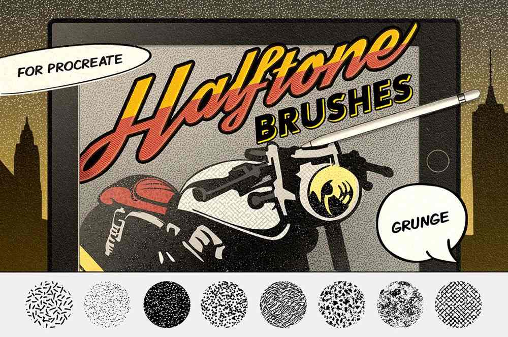 Free halftone comic brushes for procreate
