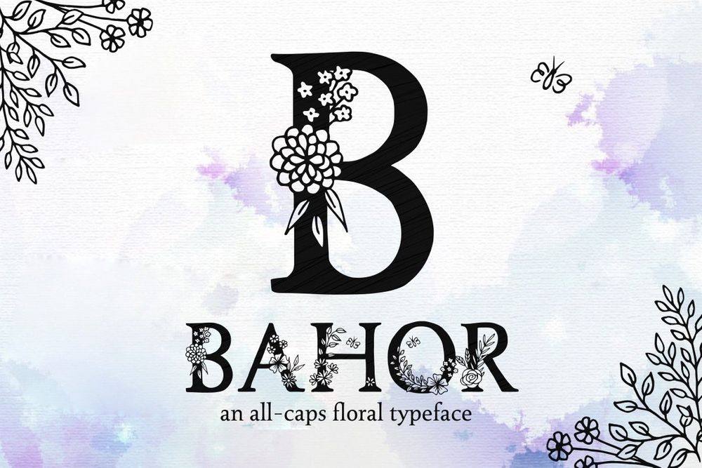 An all caps floral typeface