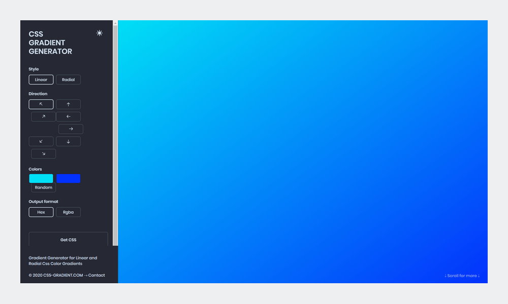 CSS Gradient generator tool