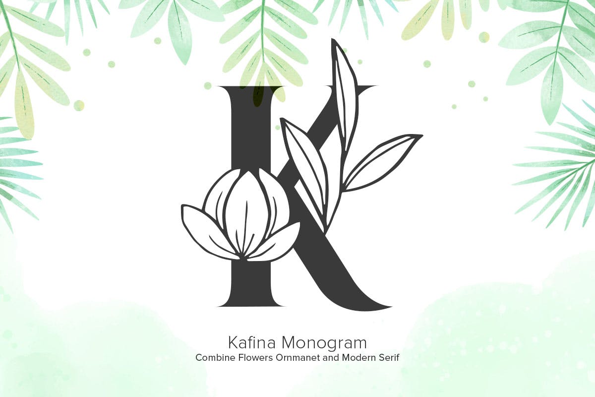 A modern floral monogram serif font