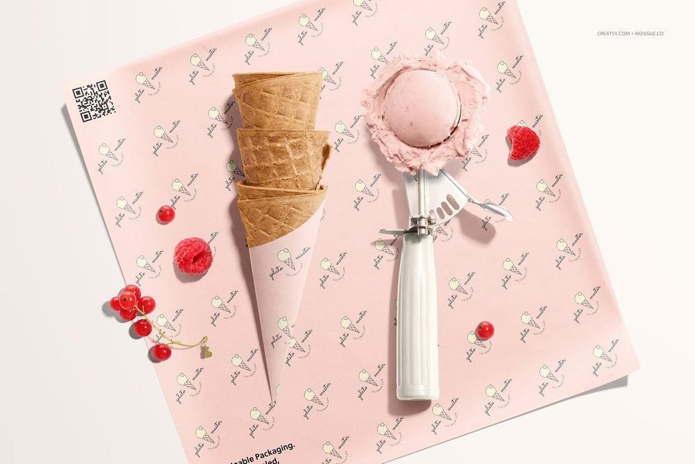 A food safe paper mockup set for icecream