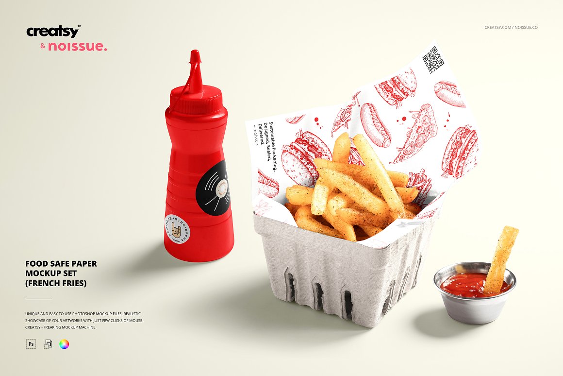 A food safe paper mockup for french fries