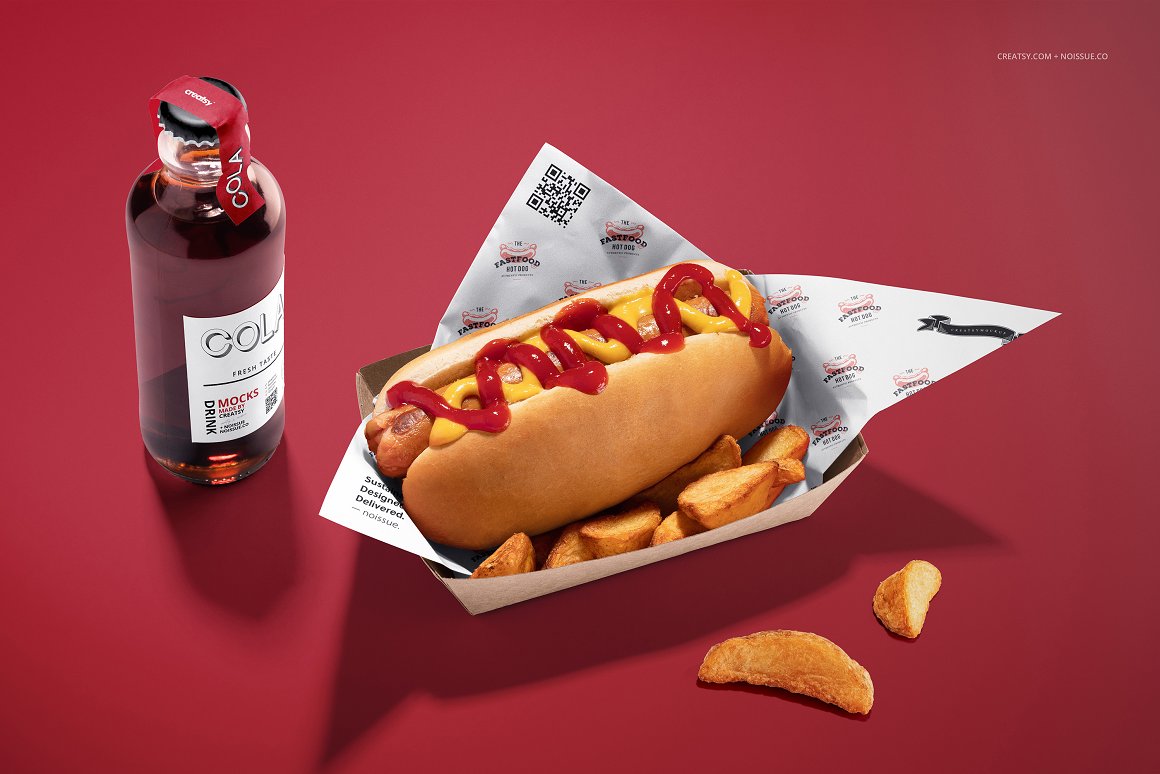 A food safe paper mockup for hot dog