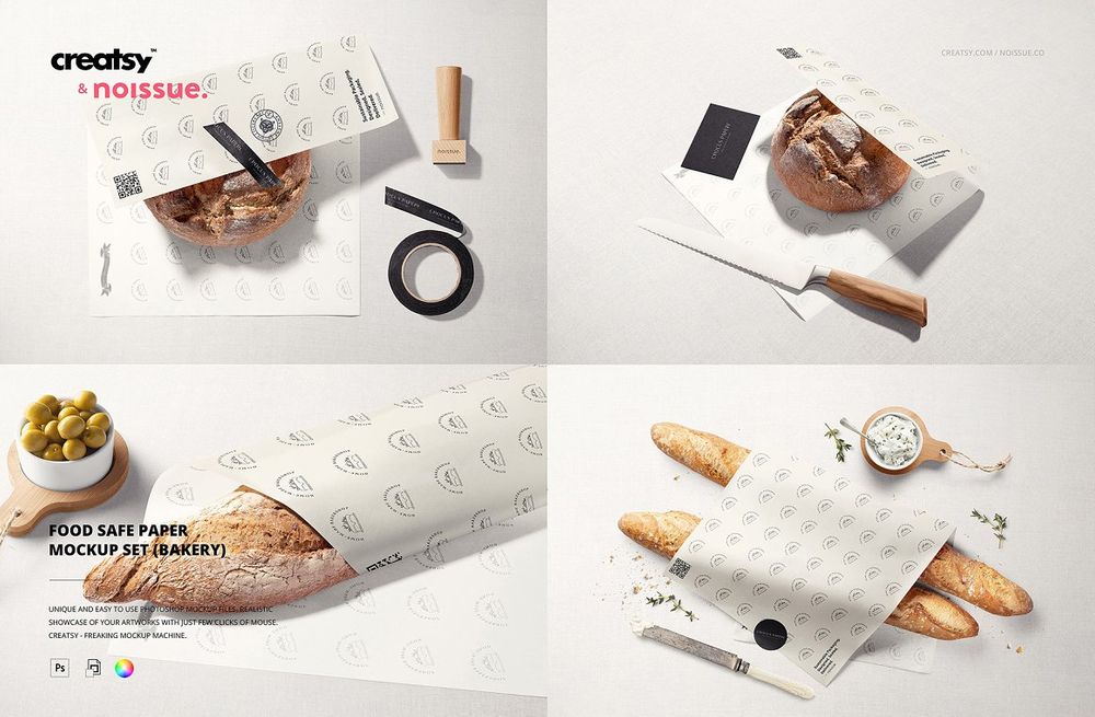 A noissue food safe paper mockup