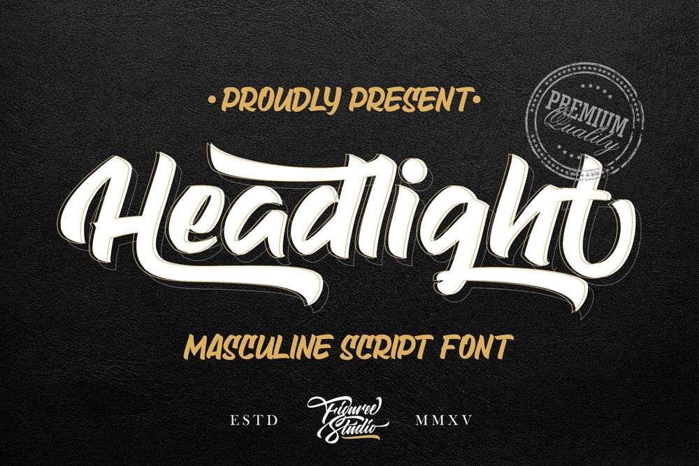 A masculine script font