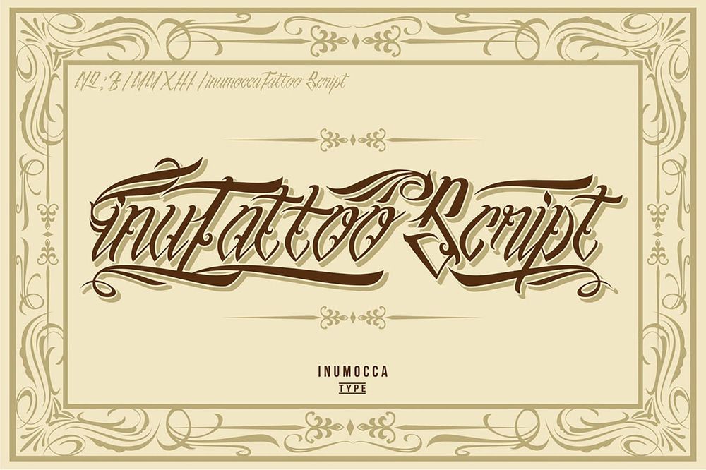 A tattoo style script font