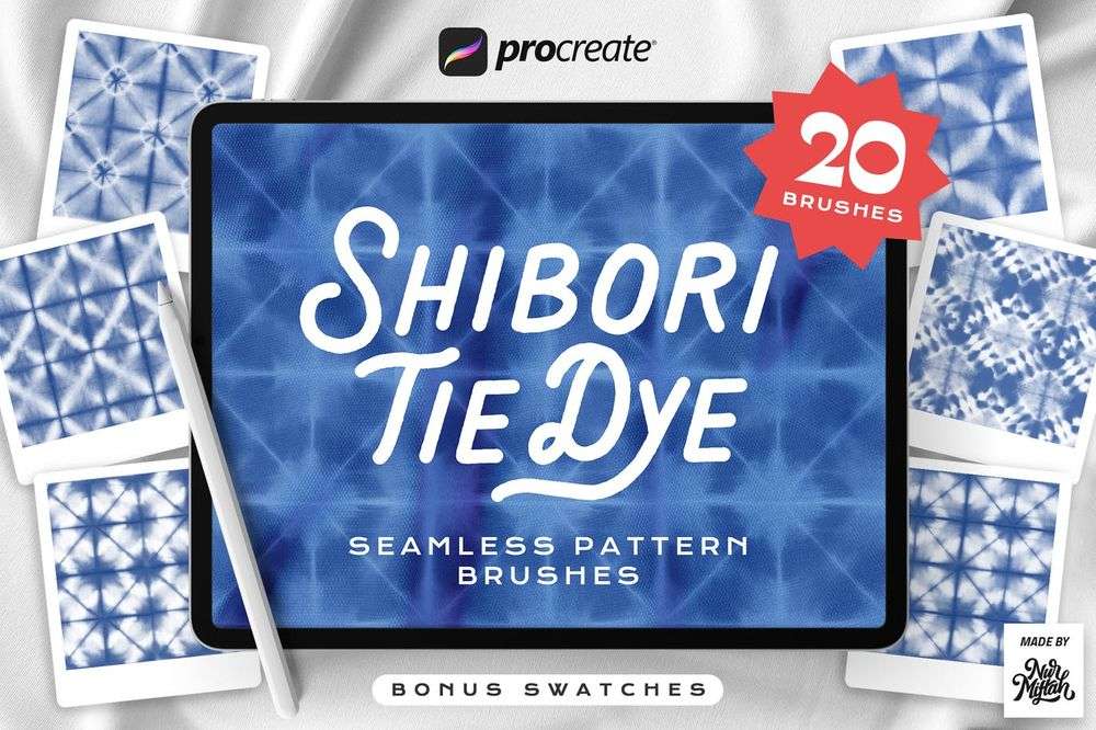 A tie dye shibori seamless pattern brushes for procreate
