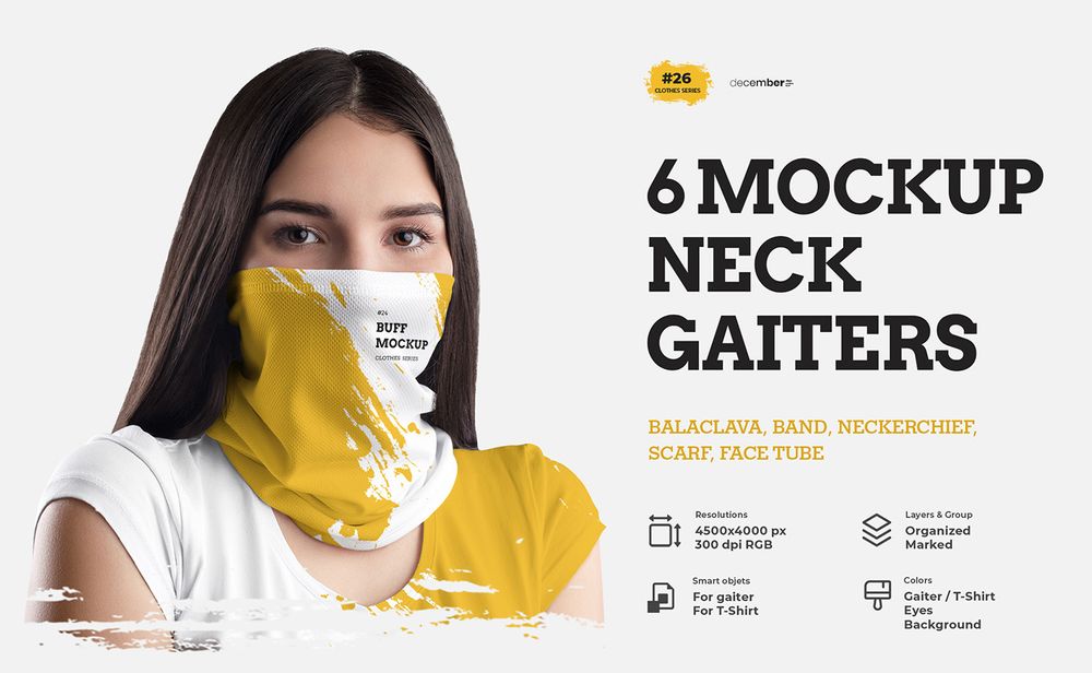 Girl with neck gaiter mockup