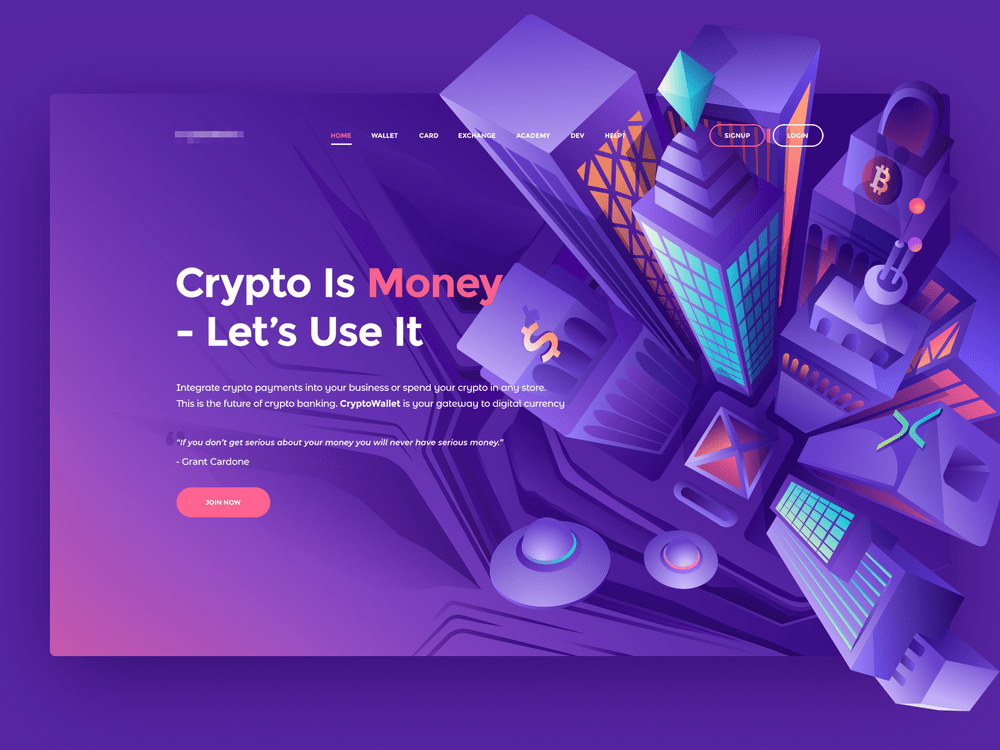 A cryptocurrency website design