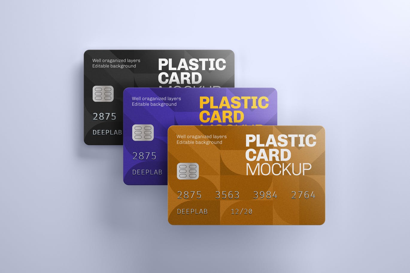 A plastic card mockup set