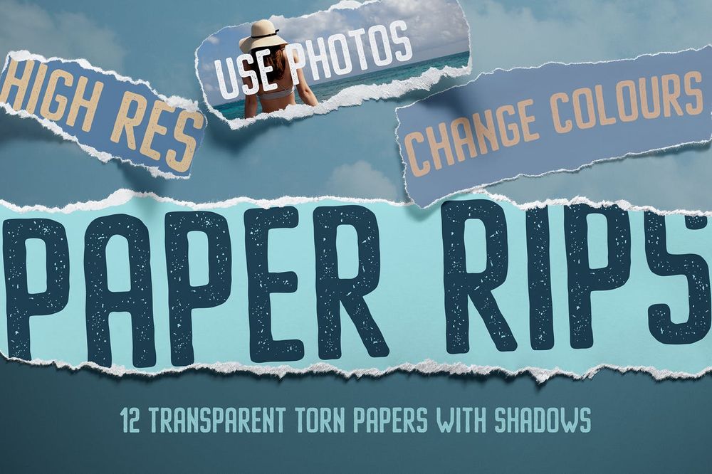 A set of isolated paper rips