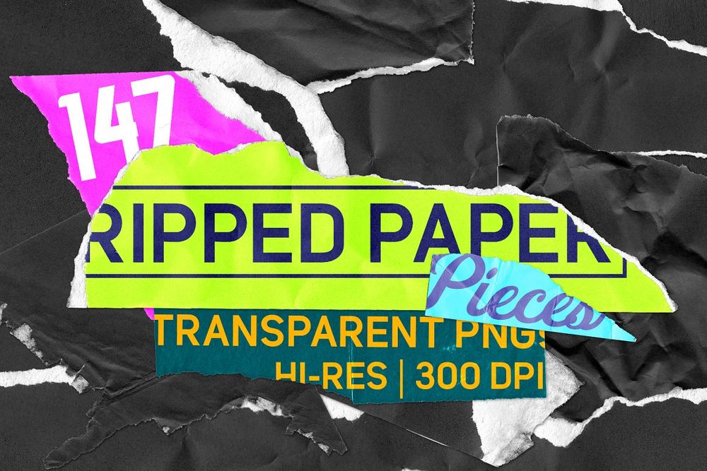 A big set of ripped paper peaces