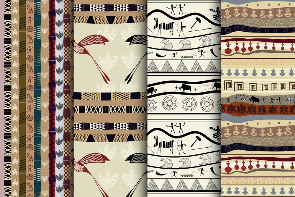 A set of seamless tribal patterns