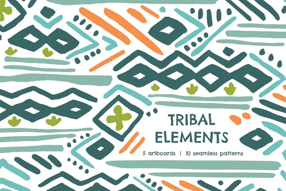 A set of tribal patterns and elements