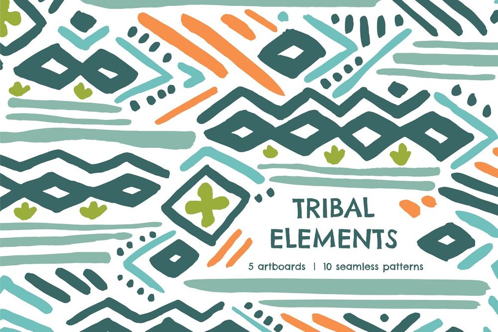 A set of tribal patterns and elements