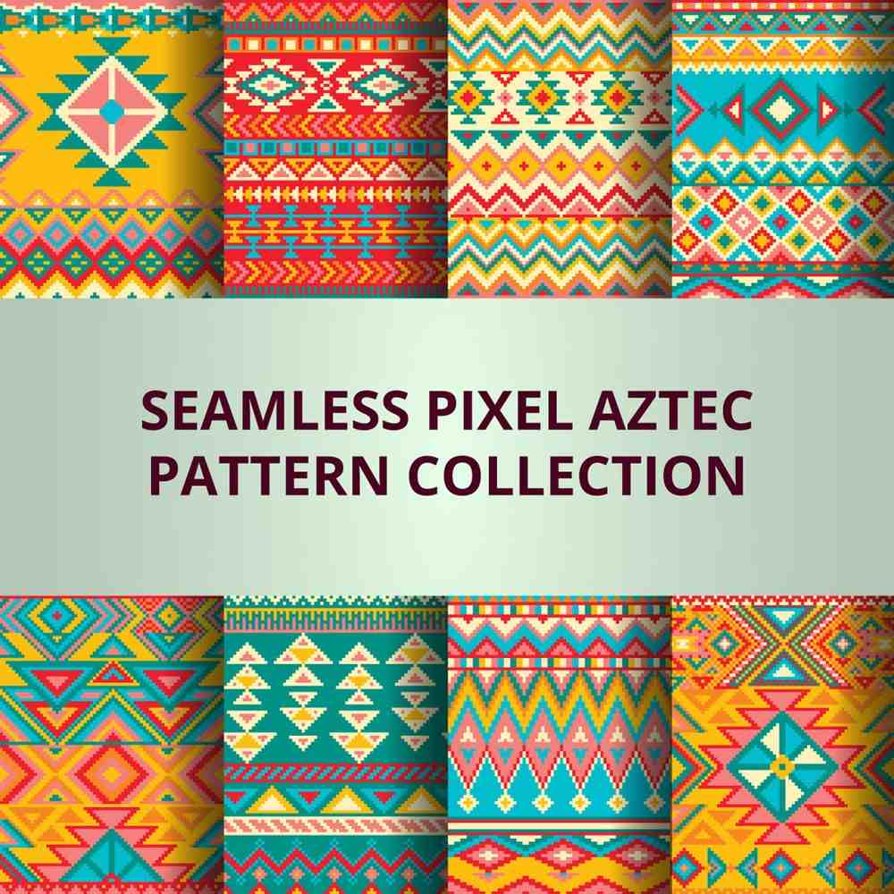 Free seamless pixel aztec pattern collection