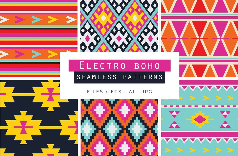 A colorful boho seamless vector patterns