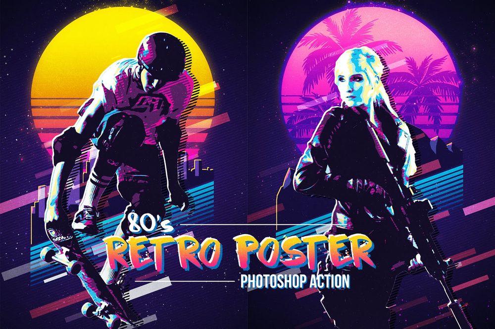 80s retro photoshop action