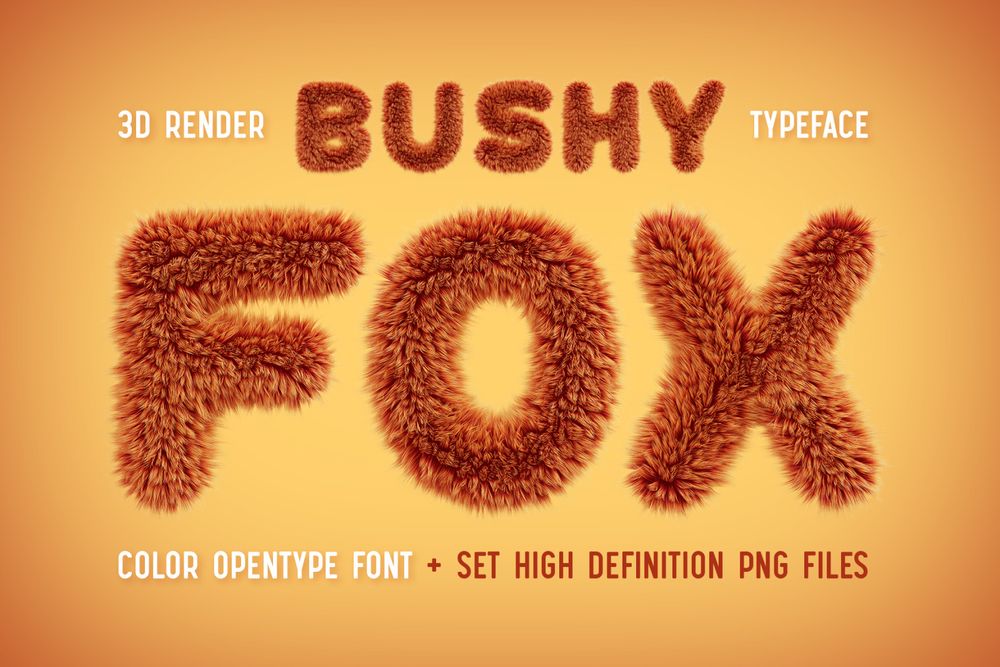 A 3D render bushy typeface