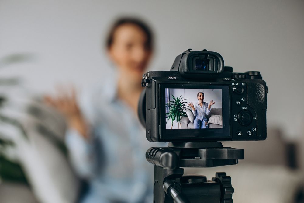 A woman making self video