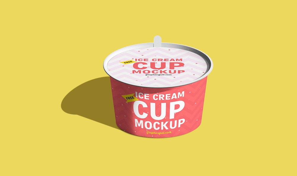 Free ice cream cup on yellow background