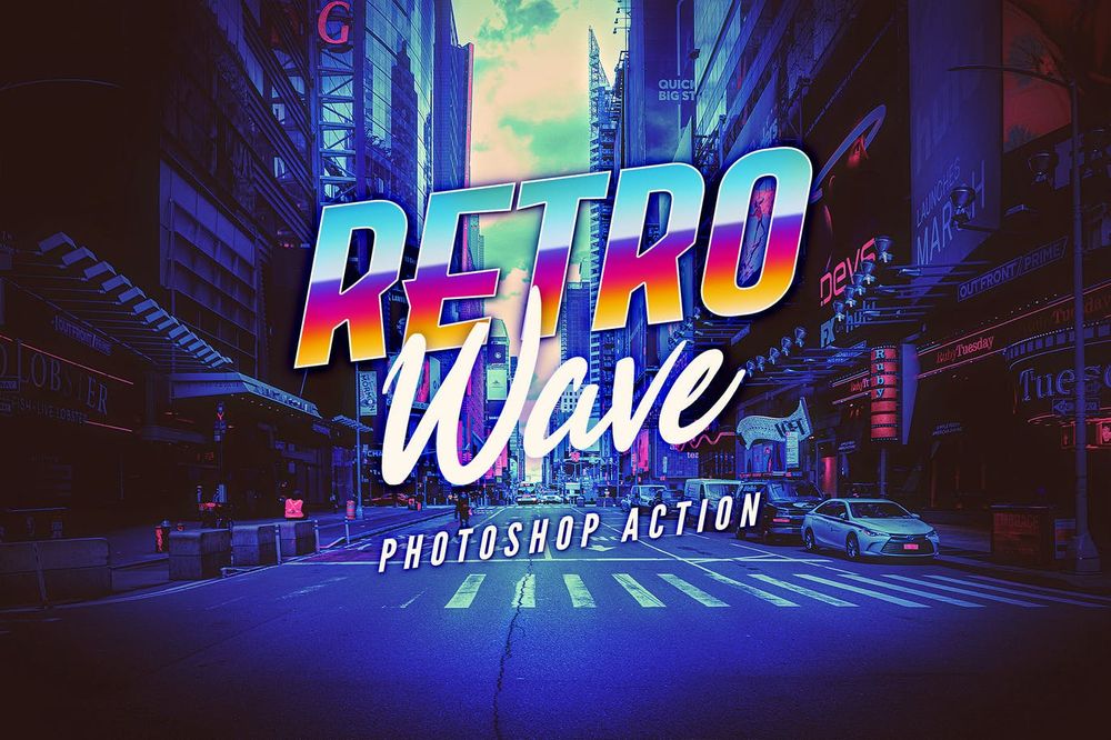 A retro wave photoshop action