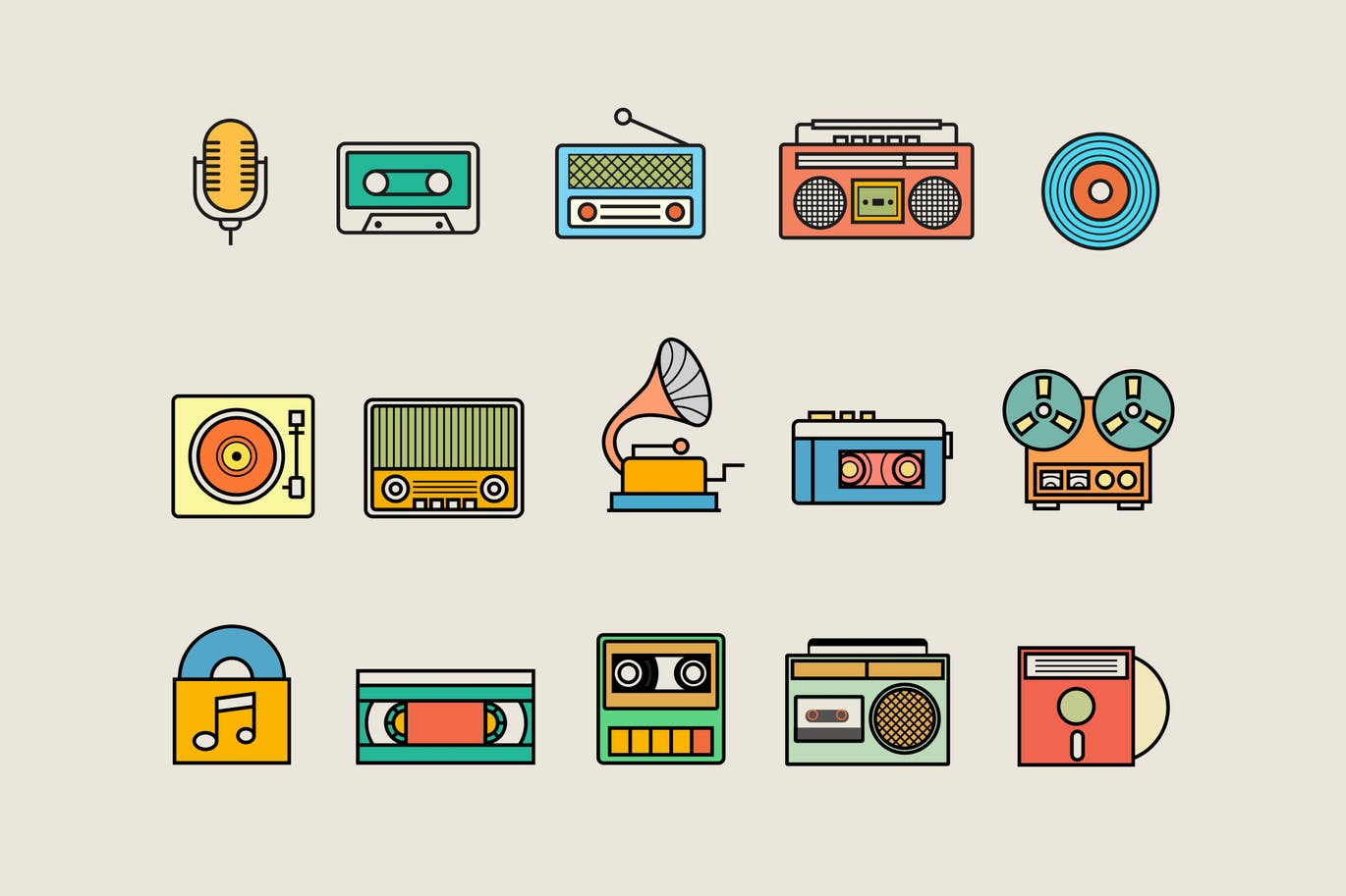 A vintage audio icons