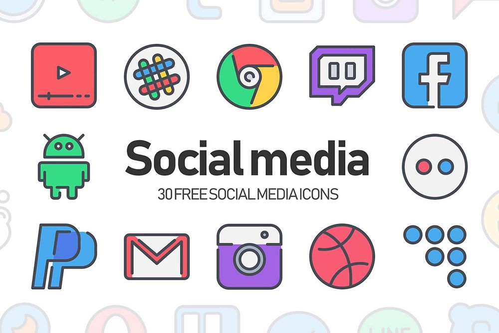 Free social media icons in retro style