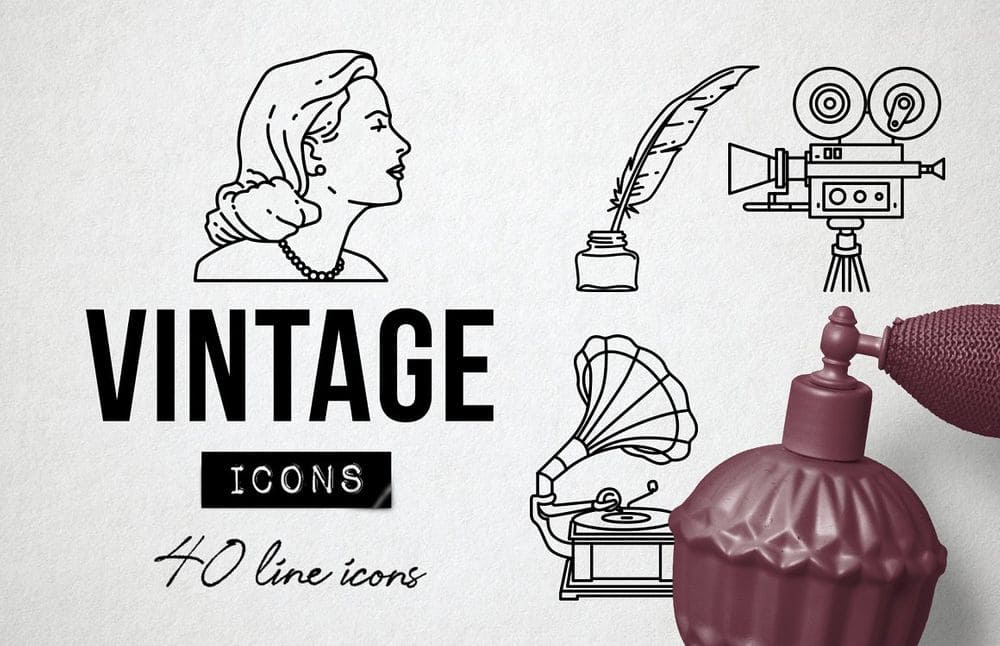 A set of vintage icons set