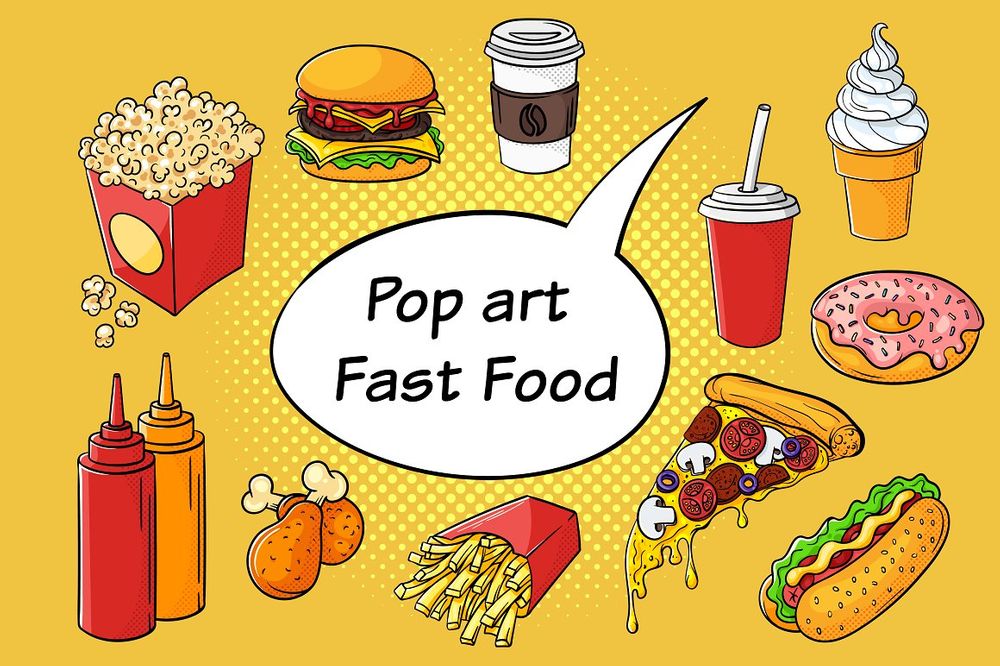A pop art fast food icons