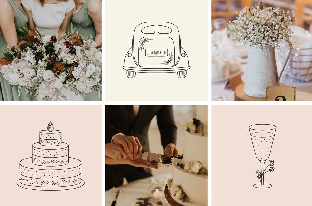 A hand drawn logo elements for wedding