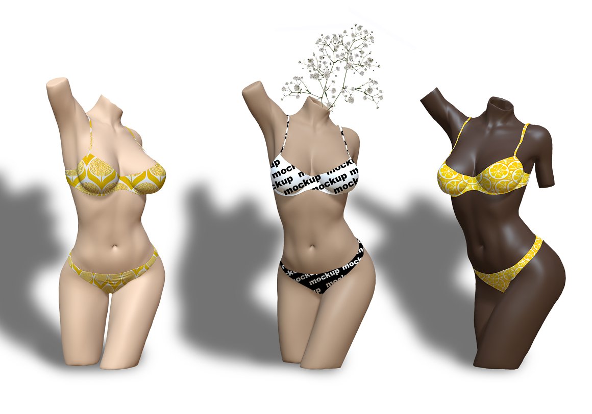 A swimsuit mannequin mockup template