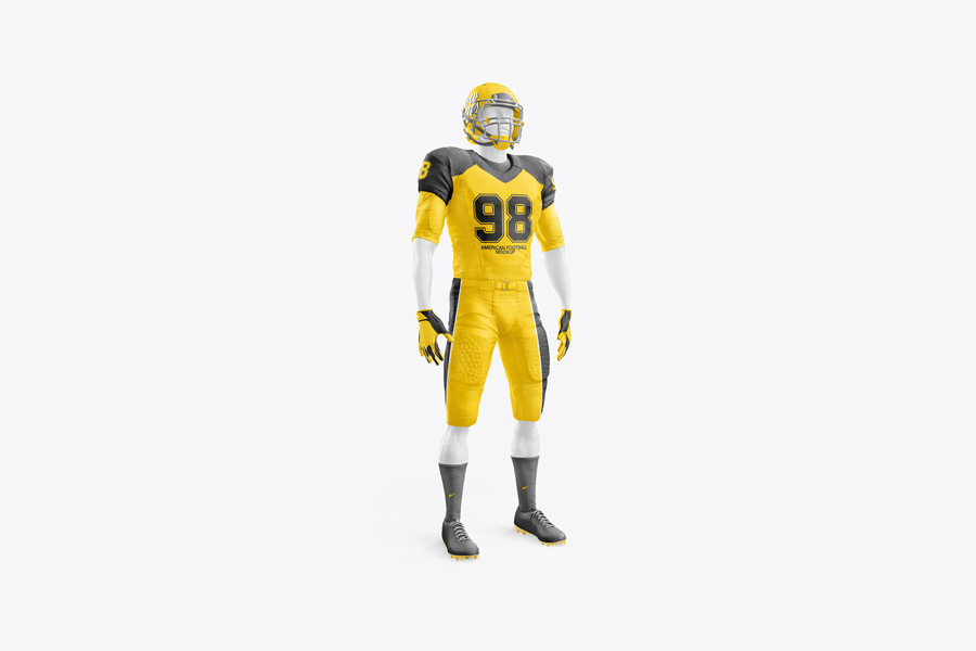 An american football kit with mannequin mockup