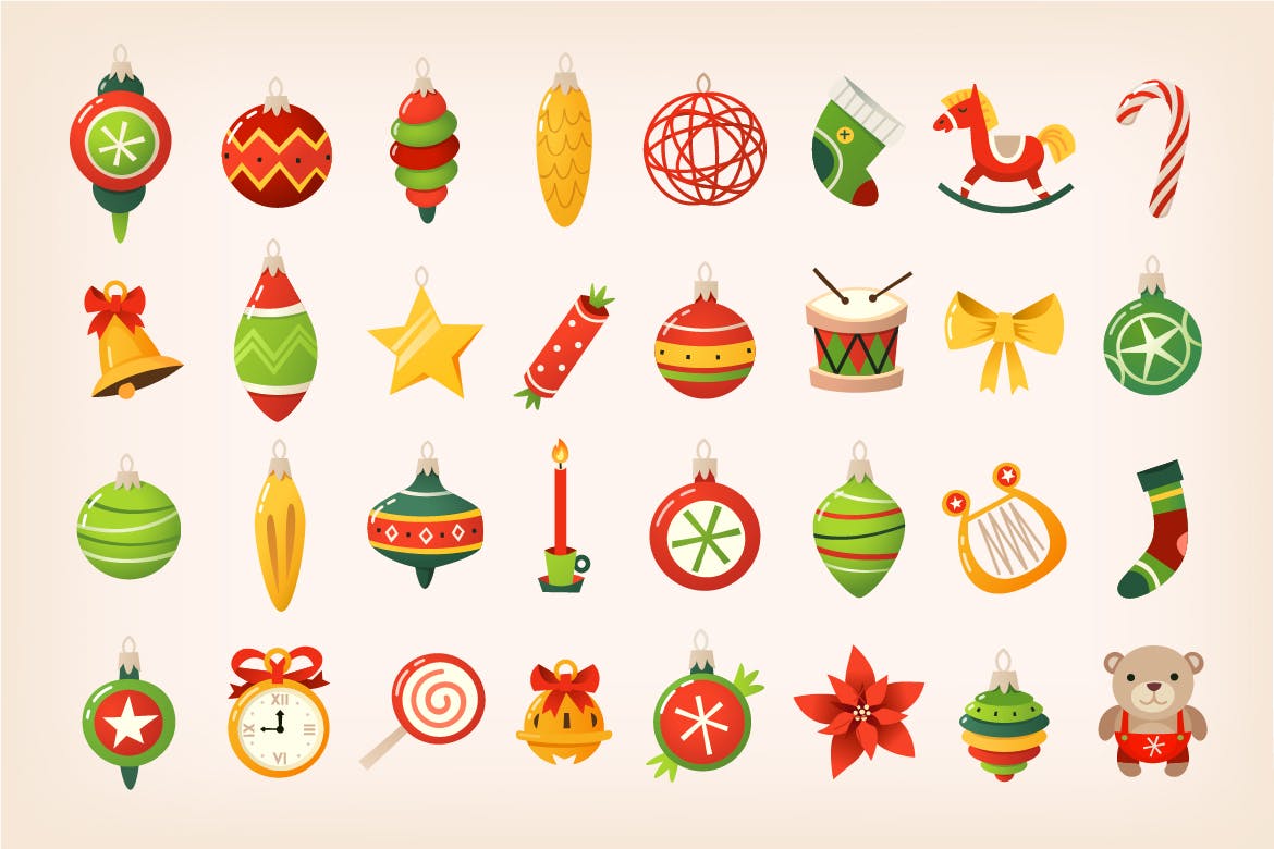 A retro christmas balls icons