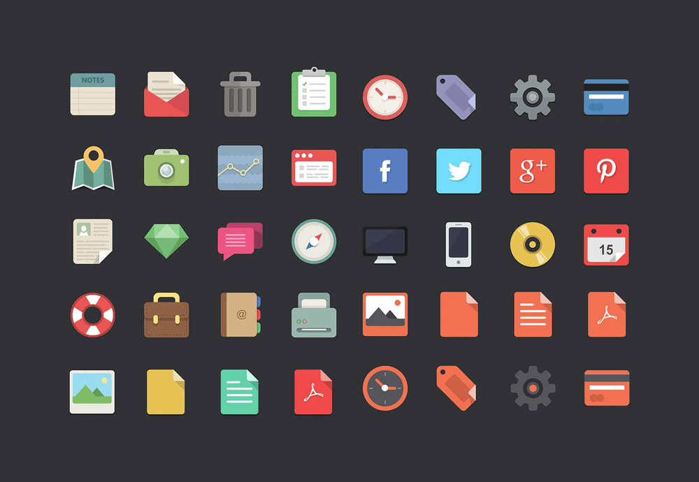 A free flat designer icons set