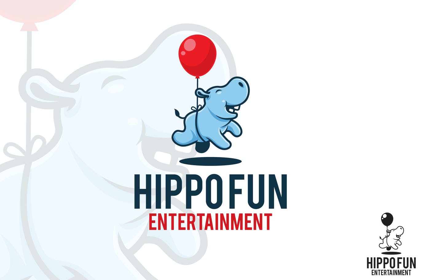 Hippo fun entertainment logo template